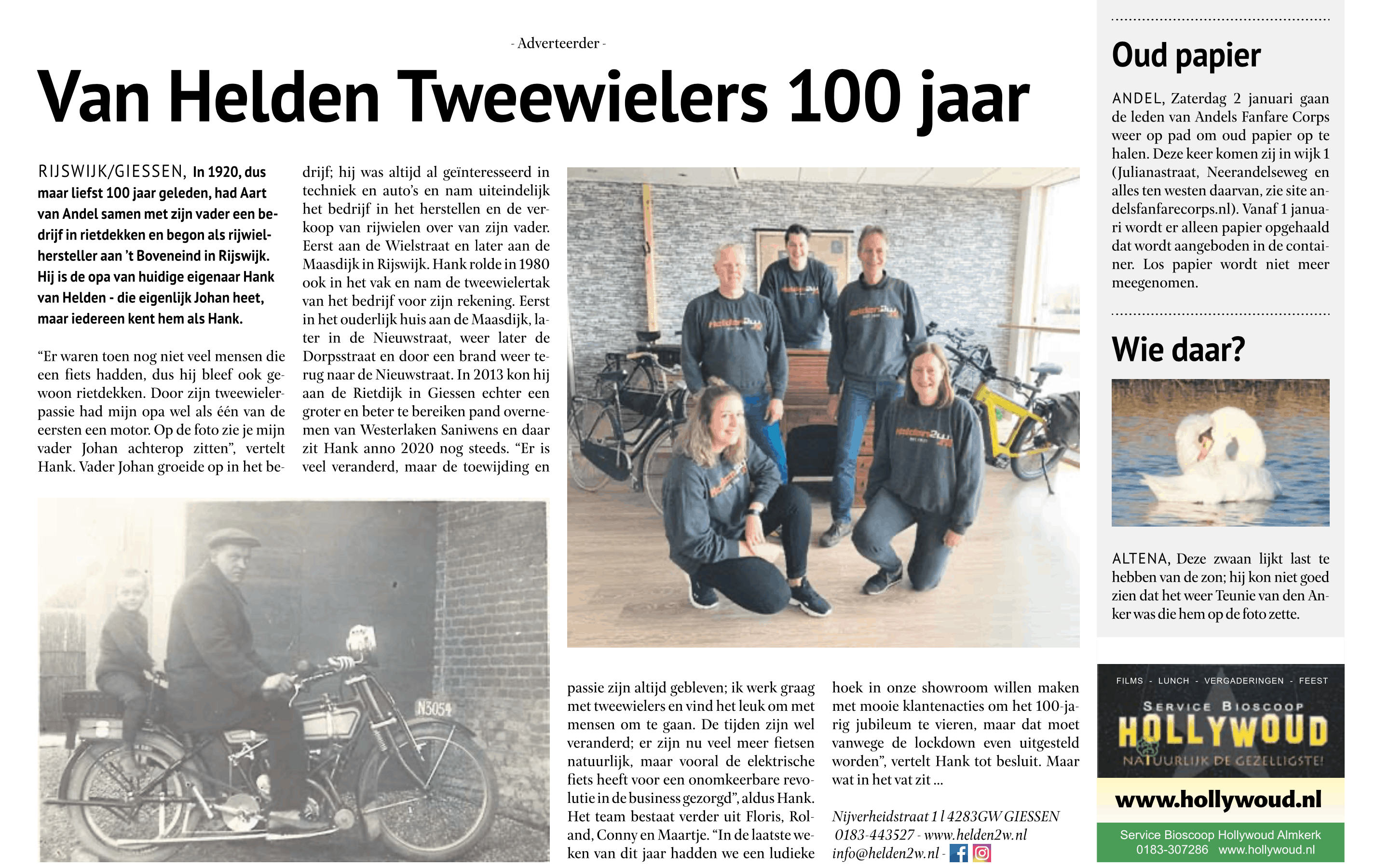 Van Helden Tweewielers bestaat 100 jaar